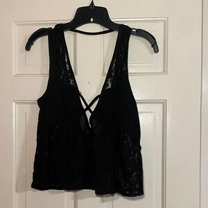 Tobi Black Lace Crop Tank Top